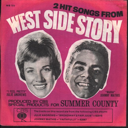 Julie Andrews/Johnny Mathis I Feel Pretty/Maria 7" vinyl UK Cbs 1966 Split - Picture 2 of 2