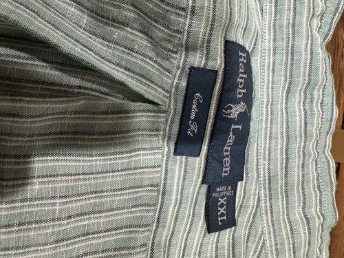 Polo Ralph Lauren Neu mit Etikett Herren 2XL Custom Fit 100 % Leinen Herrenhemd grün gestreift - Bild 5 von 13