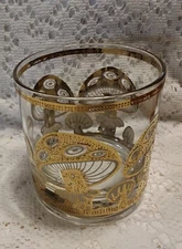 Culver 22K Gold Mushroom Lowball Drinking Glass MCM