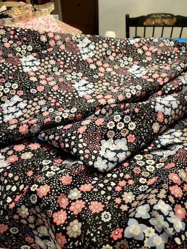Liberty of London pima cotton fabric,blue,pink,black floral,3.5 YardX57"Wide