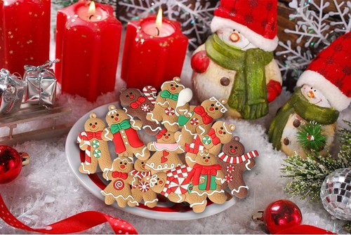 12 piezas Adornos de Pan de Jengibre Hombre para Árbol de Navidad, Surtido Pan de Jengibre Figura... - Imagen 8 de 9