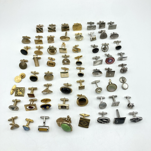 63 Stück Lot verschiedene Vintage ungerade einzelne Solo Manschettenknöpfe silber und goldfarben