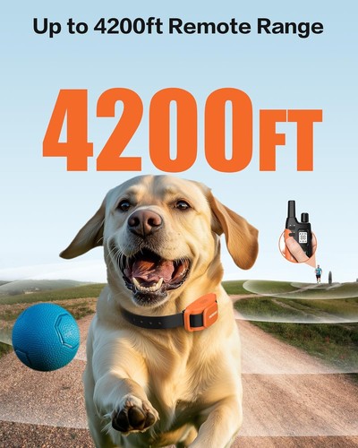 Collar de choque para perros - Collar de entrenamiento para perros de 4200 pies con control remoto para 15-120 libras Me - Imagen 3 de 7