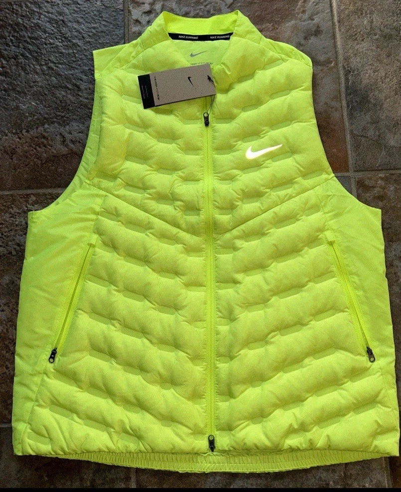 Nike Vest Volt Yellow Zip Running Therma Fit ADV AeroLoft Repel Down Men’s XXL