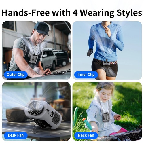 20000Mah Outdoor Portable Waist Fan Hanging Neck Fan Strong Wind with Power Bank - Picture 6 of 18