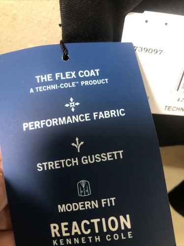 Giacca tuta blazer uomo KENNETH COLE RESPONSE nero flex coat 42R nuova con etichette - Foto 5 di 7