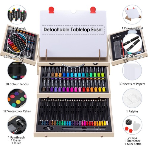 Art Supplies, Deluxe Kids Art Set with Drawing Easel, Crafts Kit in Portable ... - Picture 2 of 7