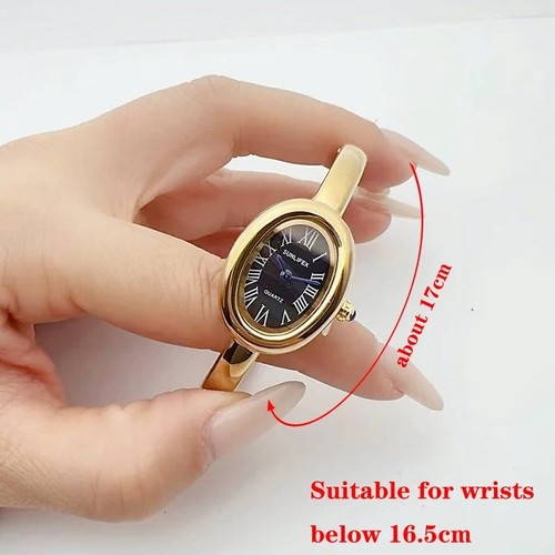 Women's Gold Quartz Bracelet Watch Roman Dial Luxury Fashion Wristwatch - Picture 15 of 16