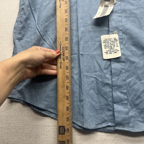 Vintage NWT Sears Roebuck and Co Short Sleeve Shirt Sz 15.5 Linen Breezes Blue - Picture 3 of 11