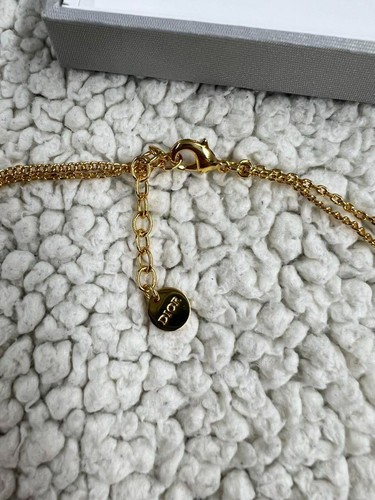 Christian Dior Clair D Lune Heart Necklace Gold Double Chain Crystal Charm YK317 - Picture 8 of 8