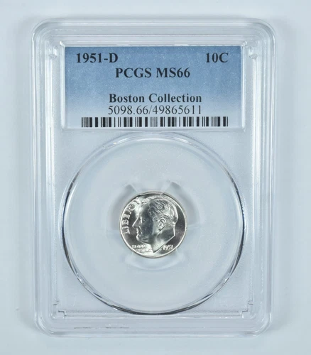1951-D Roosevelt Dime Boston Collection MS66 PCGS Blue Label