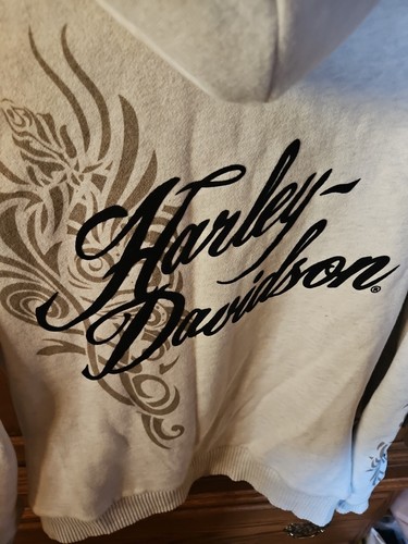 HARLEY-DAVIDSON DAMEN KAPUZENSWEATSHIRT ELFENBEIN FARBE MEDIUM TOP ZUSTAND - Bild 8 von 8