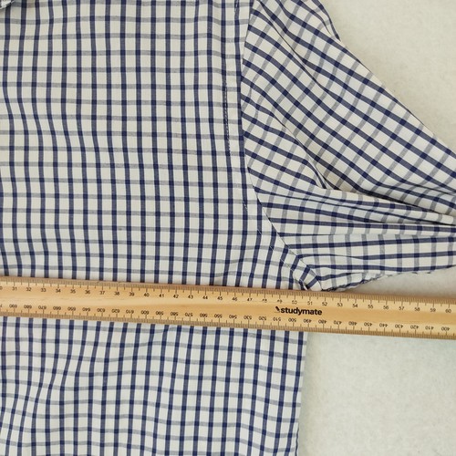 Blaq Mens Tailored Fit Dress Shirt Navy White Check Size 38 Business Casual - Bild 6 von 10
