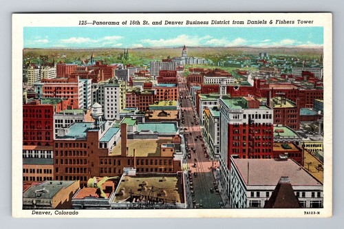 Denver CO-Colorado, Denver Business District, Antique Vintage Souvenir Postcard - Picture 1 of 2