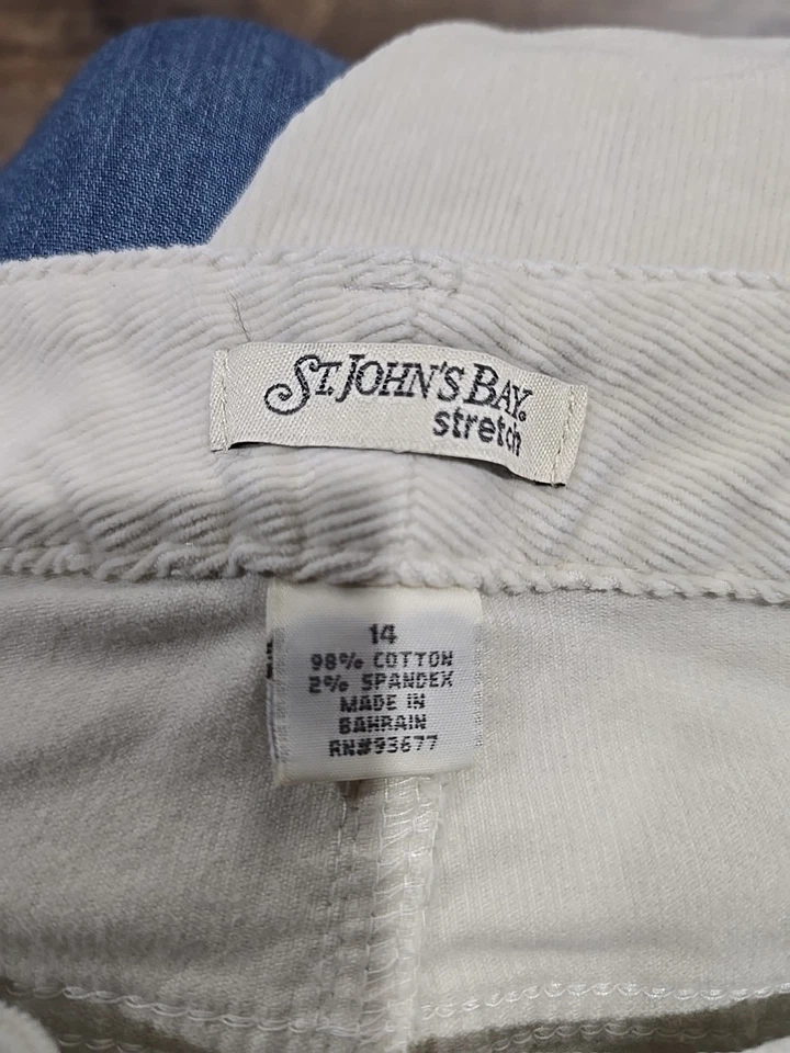 Pantalones de pana de pierna recta marfil St. John's Bay para mujer talla 14 Foto 4 de 4