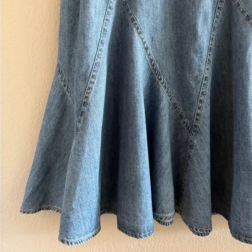 Macy’s JM Collection Maxi blau Denim volle Tulpe ausgestellt Jeansrock in Größe 16 - Bild 3 von 6