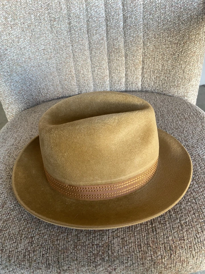 Sombrero Selentino King vintage para hombre tostado talla 6 7/8 4 55 Fedora 100 % terciopelo usado en excelente estado Foto 3 de 4