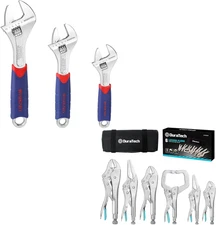 3-Piece Adjustable Wrench Set+Duratech 6-Piece CR-V Locking Pliers Set
