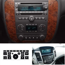 For Car Black Set Of Knob+Climate Control Button Sticker Combo Replace Decor Kit