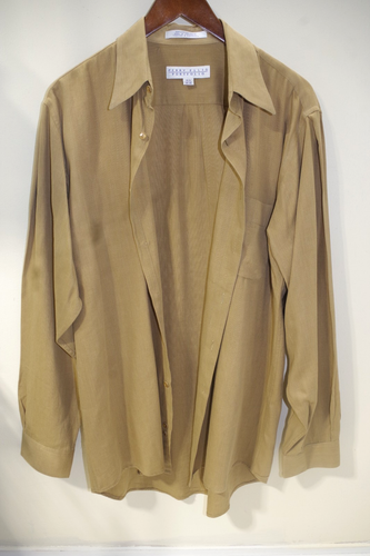 F - Vintage Perry Ellis Portfolio 100% Cotton Shirt Mens Casual Tan 15 1/2 34-35 - Bild 3 von 8