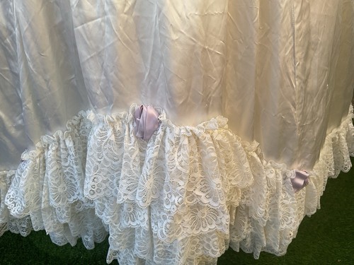 wedding dress vintage 1980s Ivory Satin Lace Bo Peep Victorian Hen Party S - Bild 3 von 9