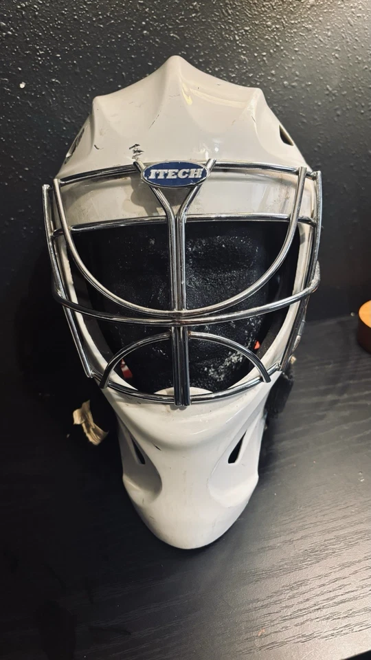 Máscara de portero de hockey callejero Itech casco adulto grande blanco leer detalles Foto 2 de 4