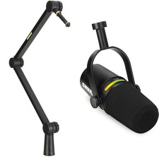 Shure MV7 Hybrid Podcast Microphone with Broadcast Arm - Black