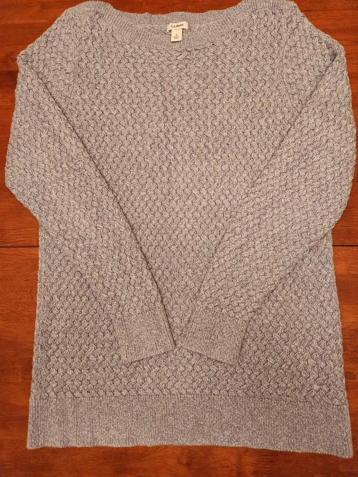 Женские L.L. Bean хлопок свитер лодочкой синий серый оттенки размер L опрятный Academia - Изображение 2 из 4