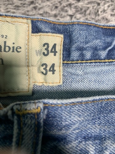 Abercrombie Fitch Jeans Mens 34X34 Blue Denim Straight Y2K - Picture 3 of 5