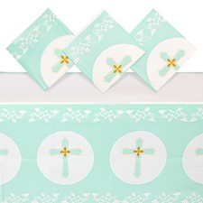 3x Easter Disposable Plastic Tablecloth Table Cover for Baptism Decoration