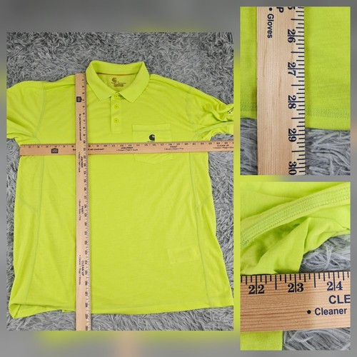 Carhartt 102134-327 Forced Extremes Mens Large Neon Green Short Sleeve Polo - Picture 3 of 6