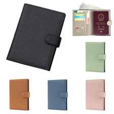 Leather Passport Holder Covers Case, RFID Blocking Travel Wallet for Men Women