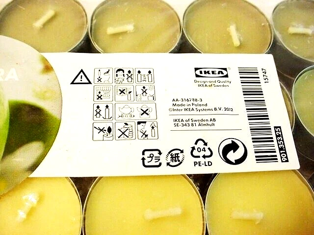New Sealed 36 IKEA Tealight Candles Tindra Sage Green Ivory Tropical Free Ship - Image 3 of 4