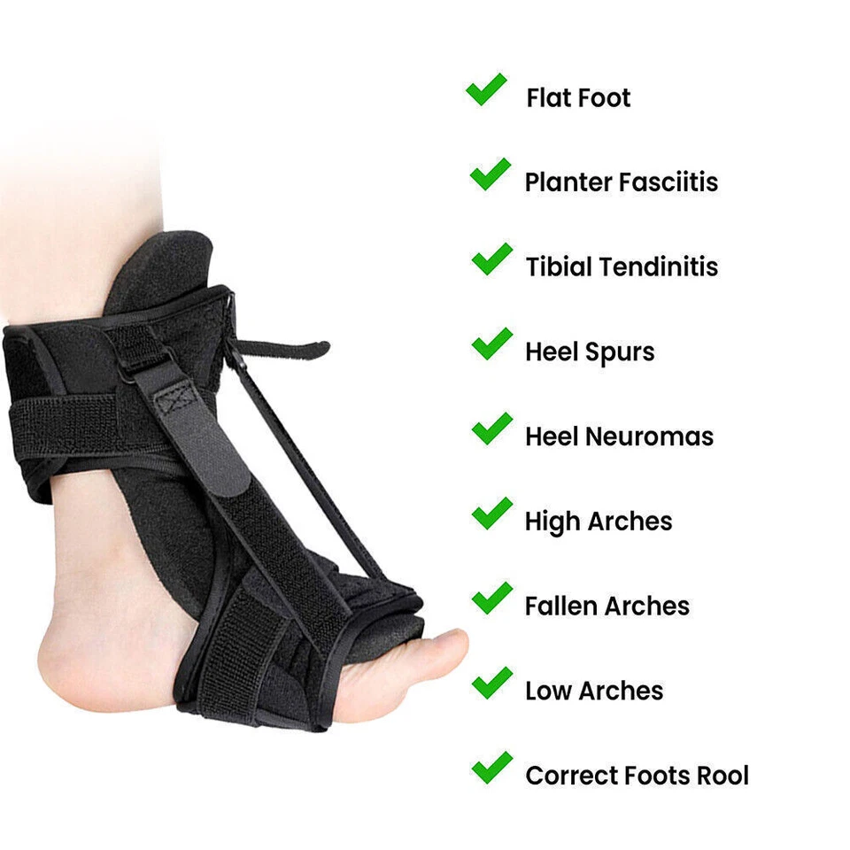 Adjustable Ankle Brace Foot Drop Orthotic Brace Plantar Fasciitis Night Splint - Image 3 of 4