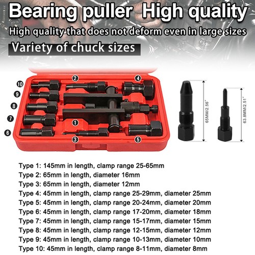 10PCS Motorcycle Bearing Puller Kit 8-25mm Inner Blind Bearings Remove Tool Set - Picture 7 of 9