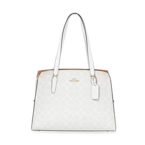 COACH Tatum Carryall Signature Canvas 2 way bag PVC / Leather C4075 White / Gray - Picture 3 of 10