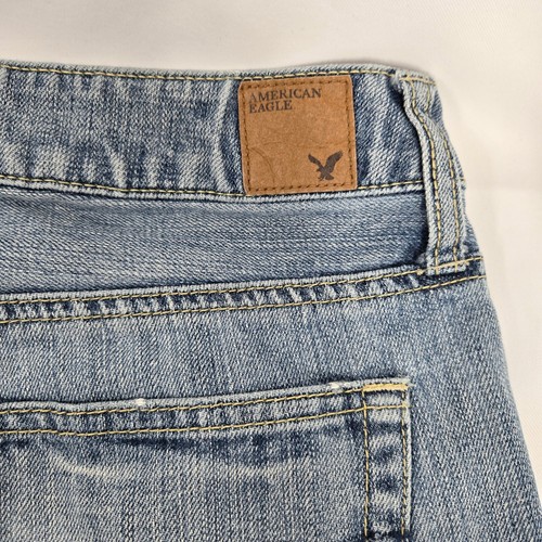 Pantalones de mezclilla rasgados American Eagle Boy calce desgastados lavado claro talla 2 aplastados - Imagen 12 de 12