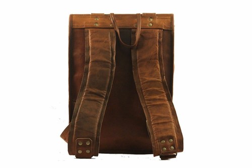 New Genuine Roll Leather BackPack Rucksack Travel Bag For Men's and Women's - Picture 3 of 7