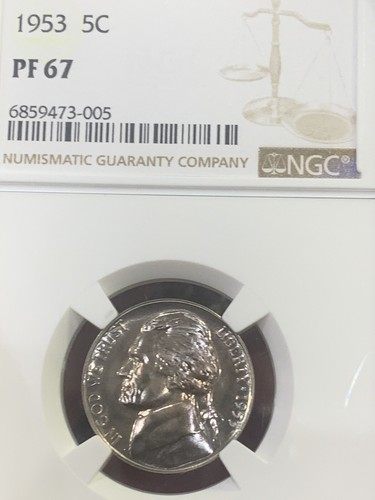 1953 Jefferson Nickel 5c NGC PF 67 Proof 67 Original No Spots