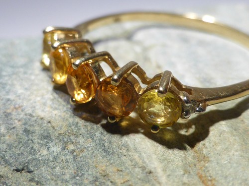 9ct Gold Citrine Diamond Ring .65ct UK Hallmark Size N 1/2 Gift Box - Picture 13 of 23