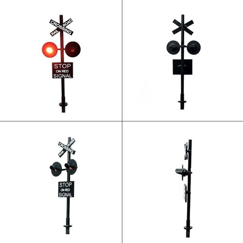 YMXTH HO Scale Crossing Signal 1pcs Two Red Lights 1:87 Train Railroad Layout - Picture 3 of 5