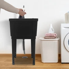 Utility Sink Laundry Tub Wash Bowl Basin Laundry Sink With Faucet Washboard USA