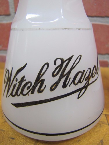 WITCH HAZEL Antique White Clambroth Glass Apothecary Bottle Drug Store Barber - Picture 12 of 12