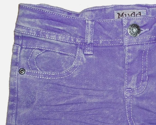 Denim Shorts Girls Adjustable Waist Purple Pockets Summer BTS - Picture 2 of 4