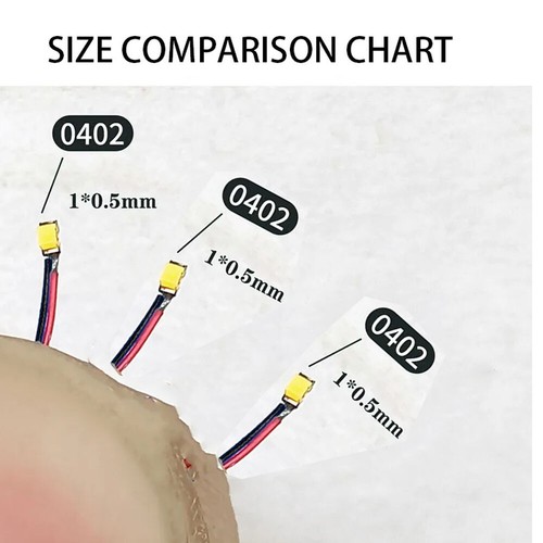 50PC Pre Wired White #0402 SMD LEDs Lighting Kits Pre-soldered Micro LEDs HOT - Picture 2 of 15
