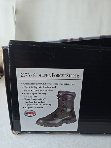 2173-8' Rocky Alpha Force Zip Waterproof Men's Boots Black Leather Nylon 8 W - Picture 15 of 16