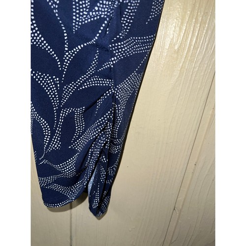 Pantalones Susan Graver Medianos Líquidos Tejido Acanalado Tobillo Azul Marino Estampado Floral Hoja 10 12 - Imagen 6 de 10