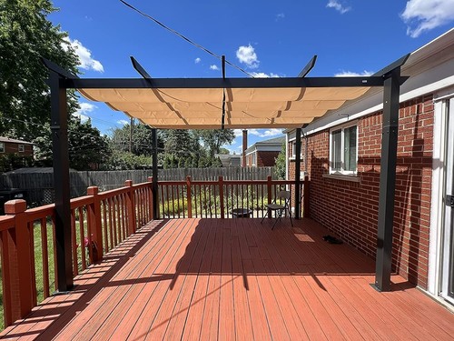 10' x 13' Outdoor Retractable Pergola w/Aluminum Weather-Resistant Canopy - Picture 2 of 8