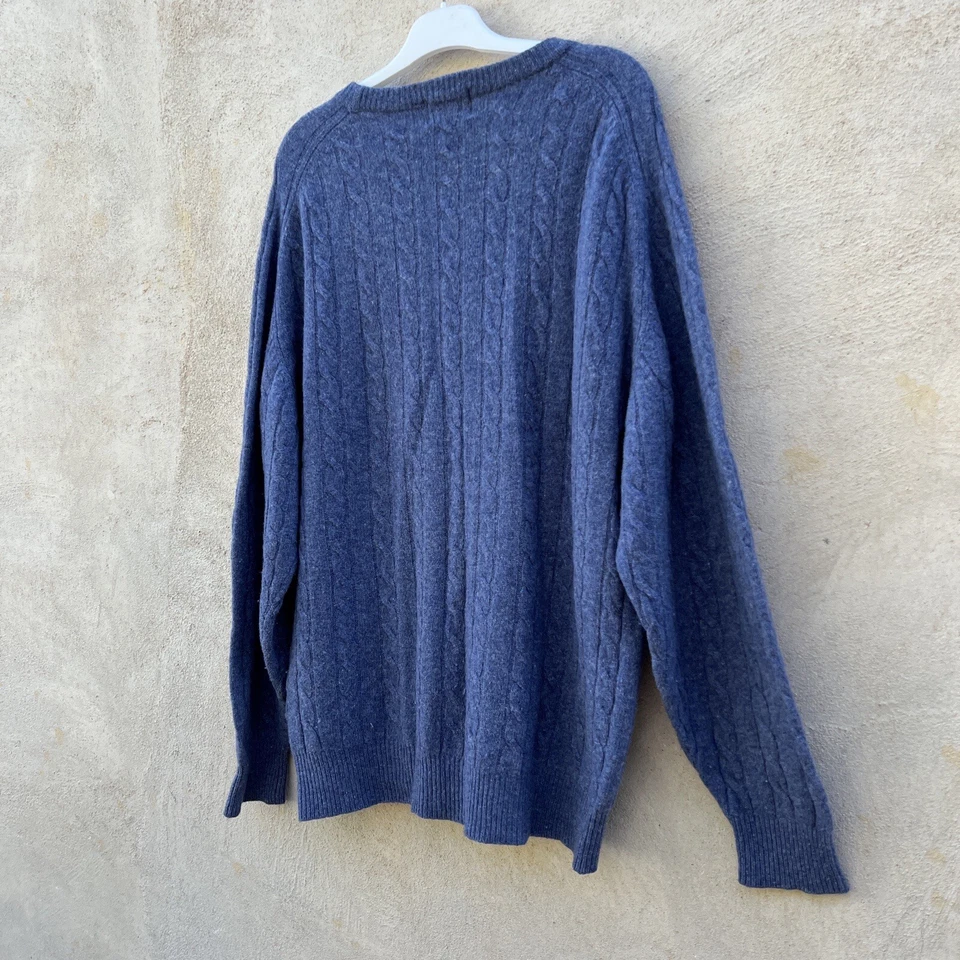 LARGE LAMBS WOOL JACK MORGAN MEN BLUE SWEATER PULLOVER Round Neck Jumper Size L - Imagen 3 de 4