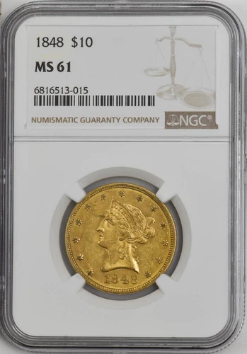 1848 $10 Gold Liberty MS61 NGC 946508-9